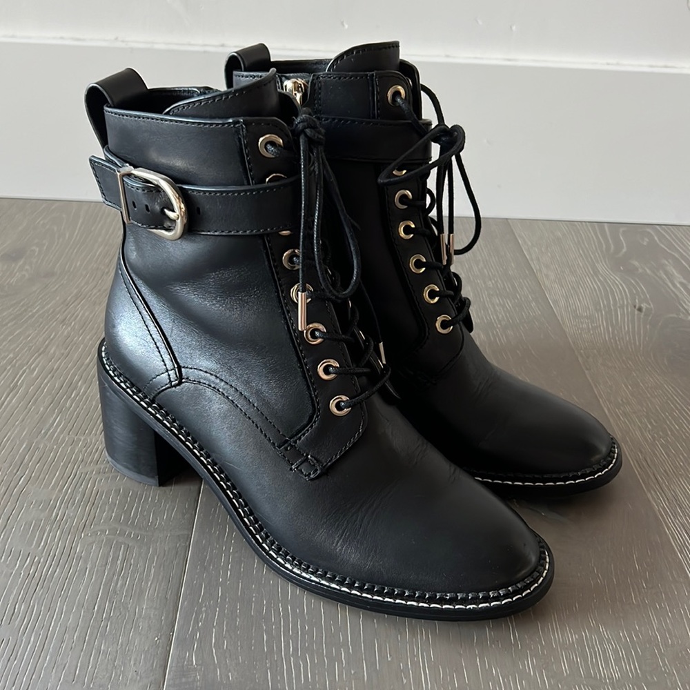 Joie Raster Lace-Up Ankle Boots size 7.5 (37.5) in Black